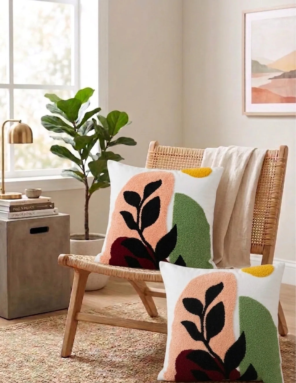 Abstract Botanical Hand-Tufted Cushion Cover