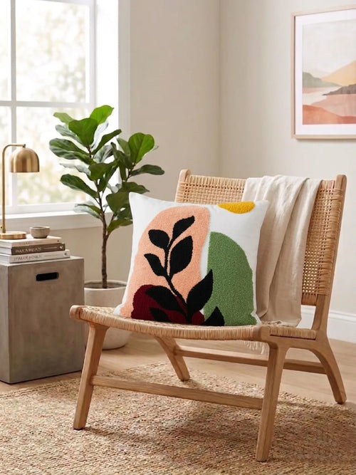 Abstract Botanical Hand-Tufted Cushion Cover
