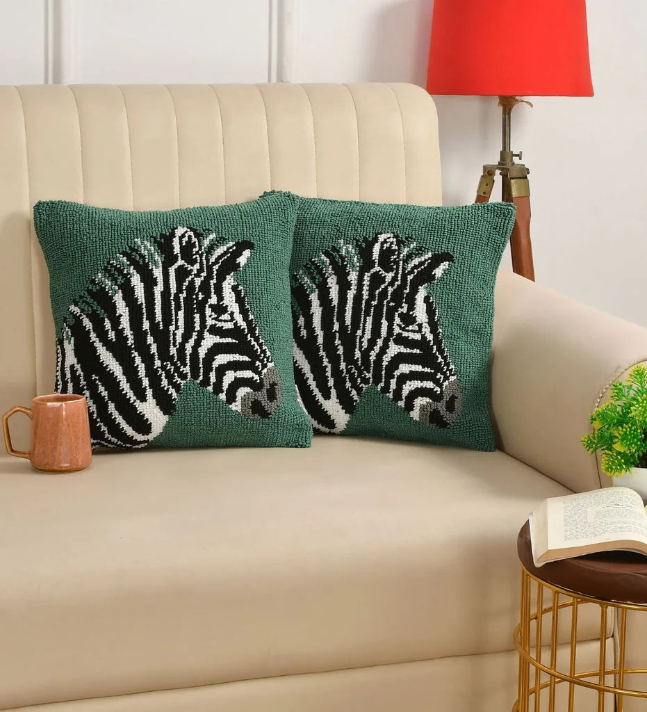 Wild Elegance Zebra Hand-Tufted Wool Pillow Cover