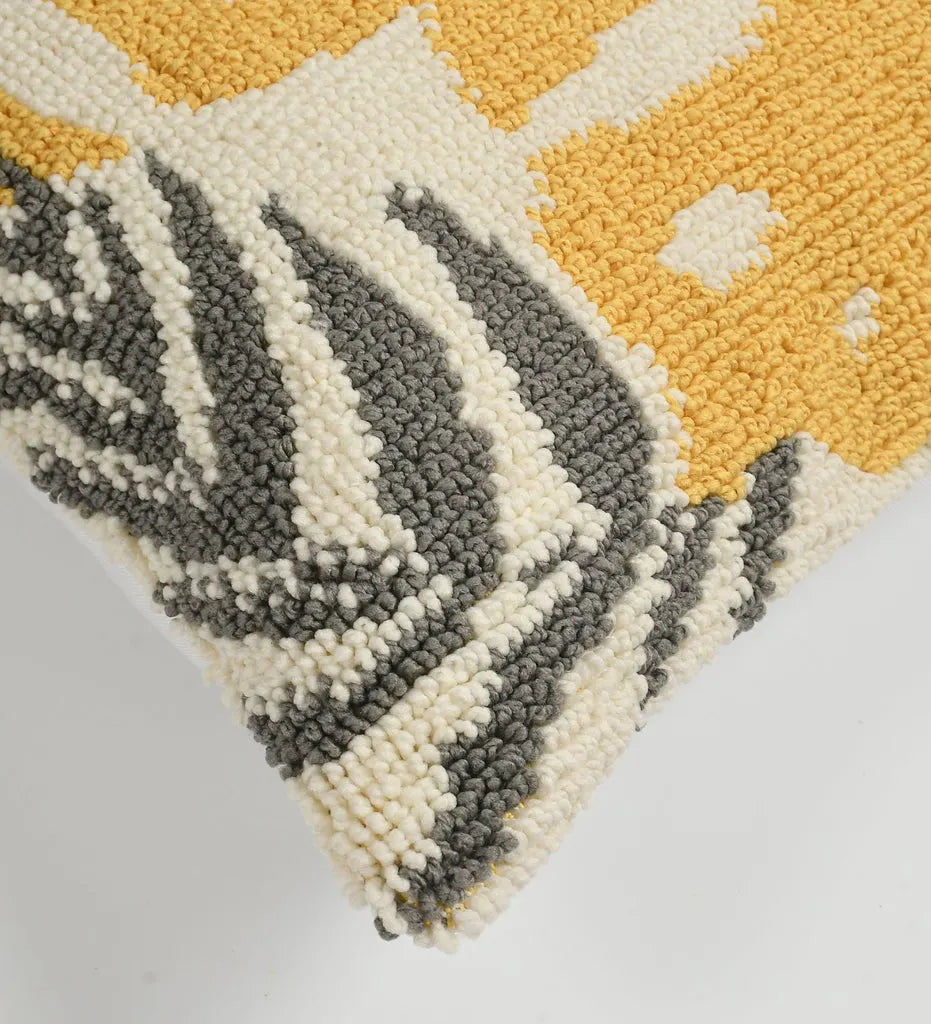 Golden Botanical Abstract Pillow Cover