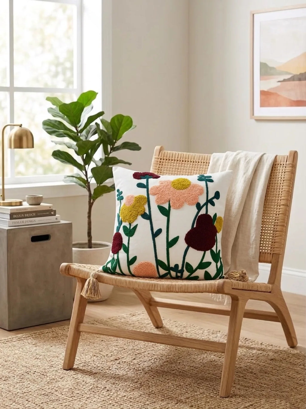 Wild Bloom Bouquet Hand-Tufted Cushion Cover
