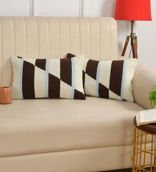 Cocoa Horizon Hand-Tufted Wool Pillow Cover