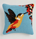 Azure Hummingbird Garden Hand-Tufted Wool Pillow Cover