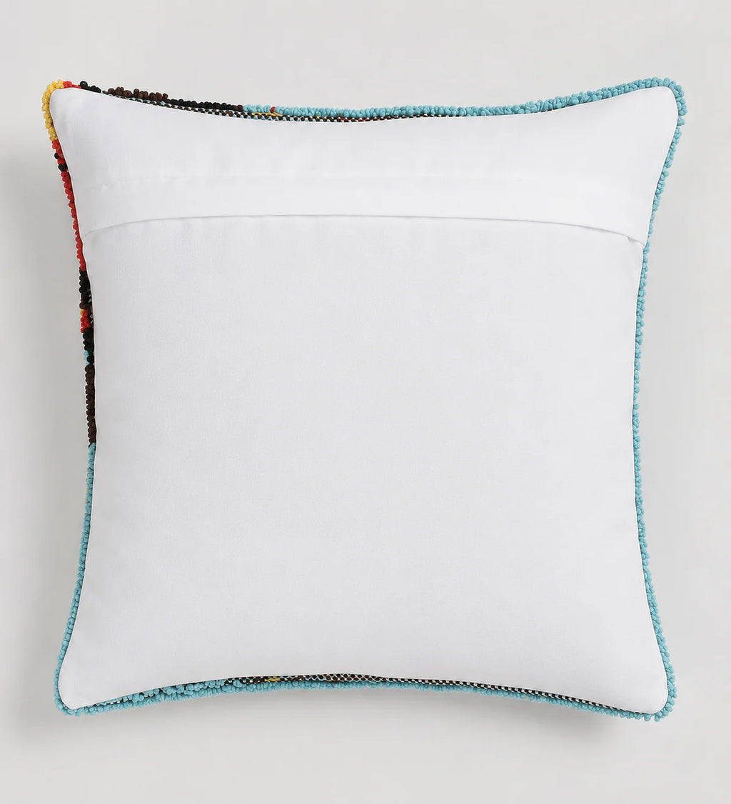 Azure Hummingbird Garden Hand-Tufted Wool Pillow Cover