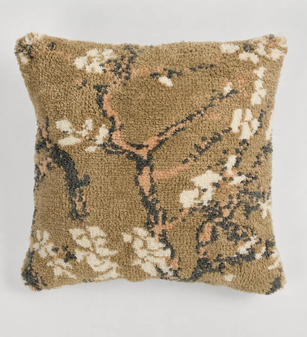 Vintage Blossom Branch Hand-Tufted Wool Pillow Cover