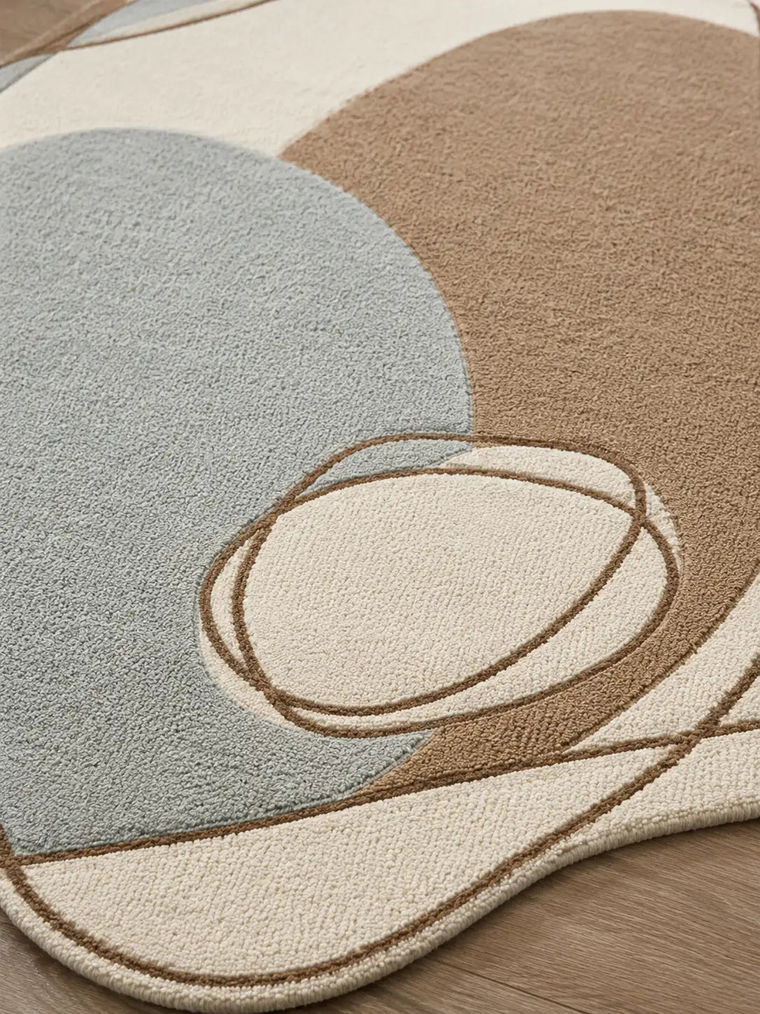 Serene Flow Abstract Irregular Area Wool Rug - Hand Tufted