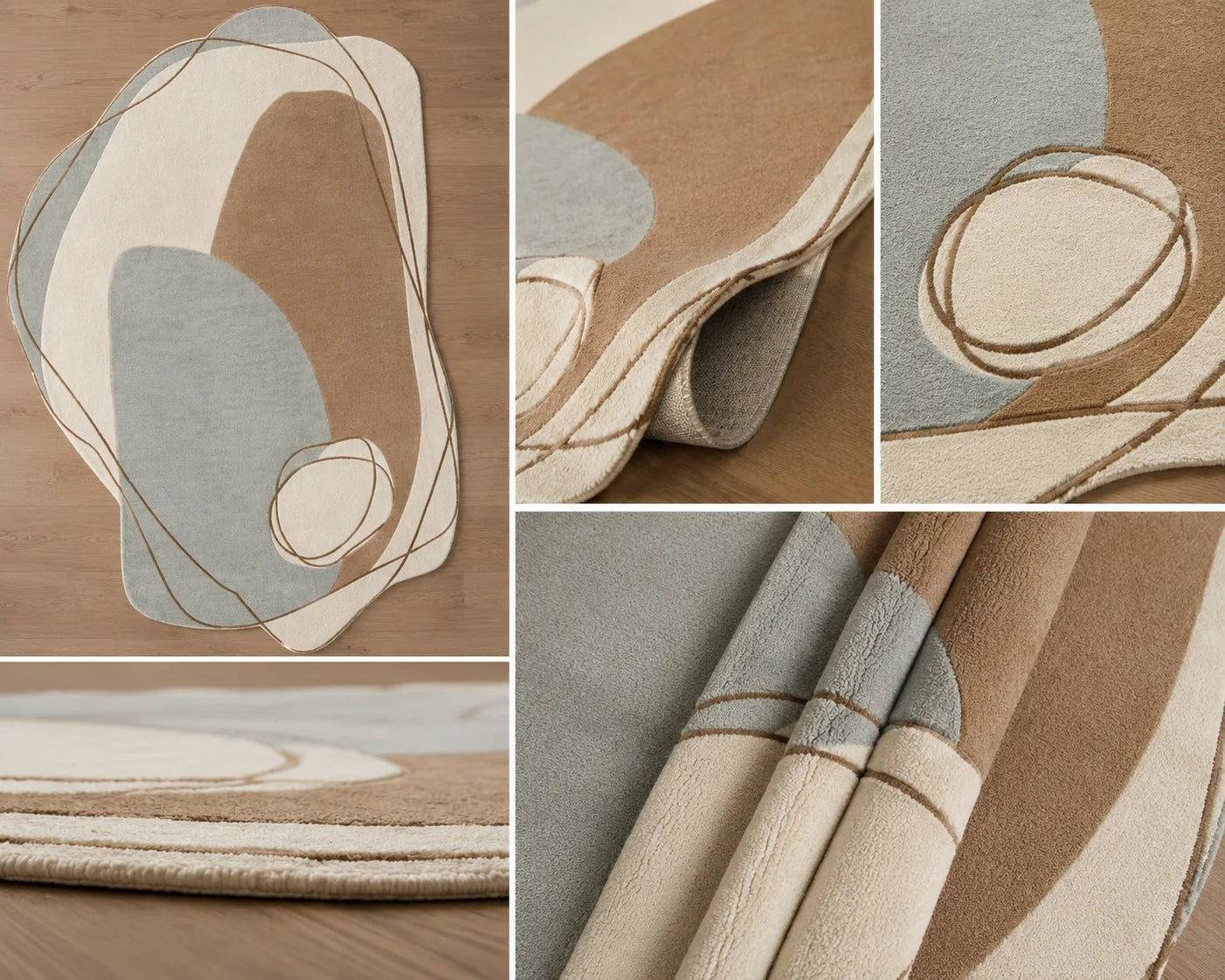 Serene Flow Abstract Irregular Area Wool Rug - Hand Tufted
