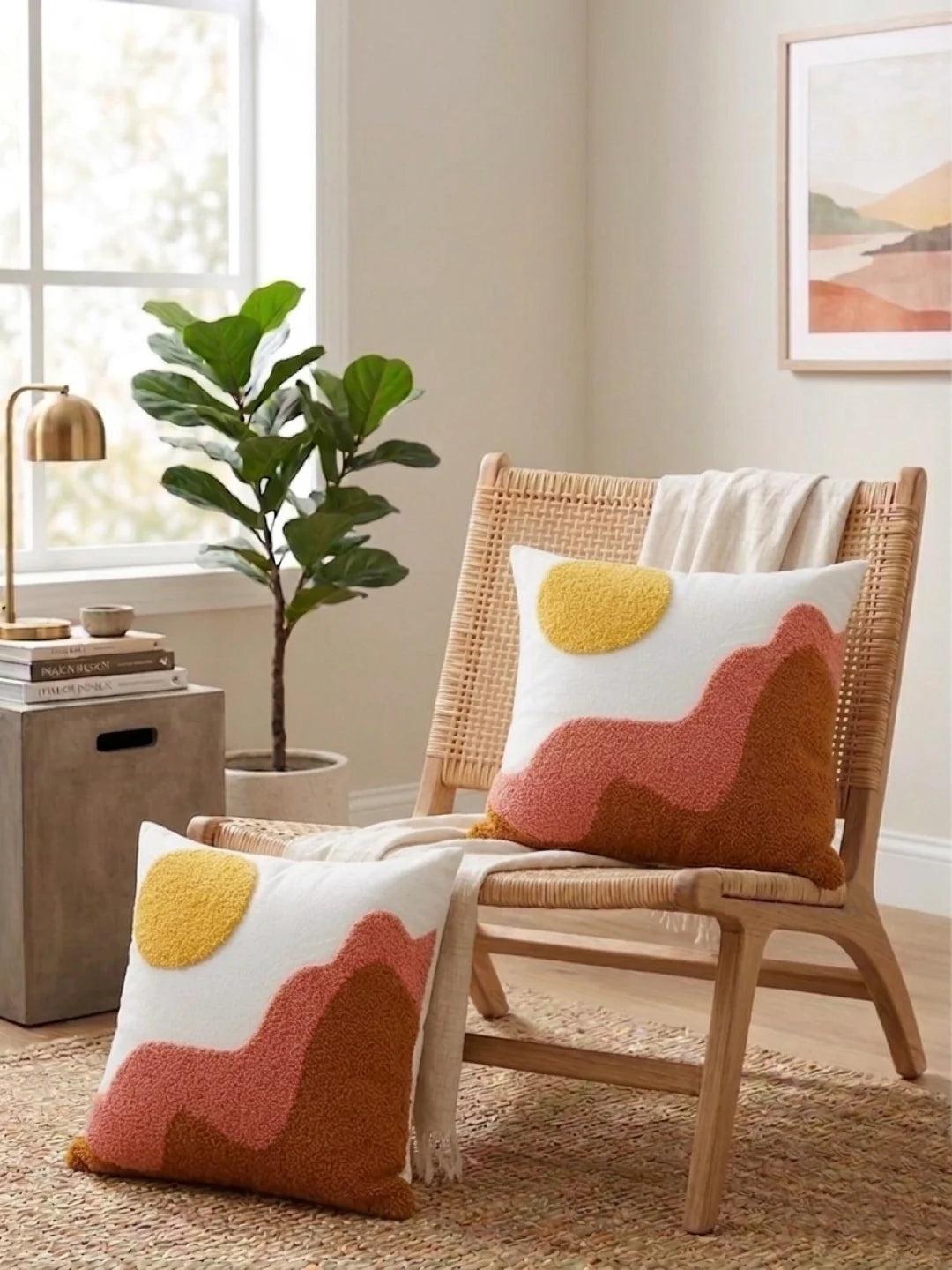 Terracotta Sunset Hand Tufted Cushion Cover